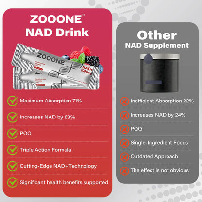 ZOOONE NR1000™ | Elite NAD+ Cellular Energy Drink – Berry Fusion | Longevity, Focus & Radiant Glow