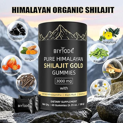 Premium Shilajit Gummies – 84+ Trace Minerals & Fulvic Acid | Natural Energy & Vitality Boost (60 Gummies)