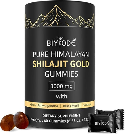 Premium Shilajit Gummies – 84+ Trace Minerals & Fulvic Acid | Natural Energy & Vitality Boost (60 Gummies)