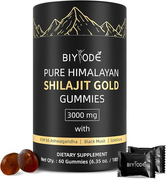 Premium Shilajit Gummies – 84+ Trace Minerals & Fulvic Acid | Natural Energy & Vitality Boost (60 Gummies)