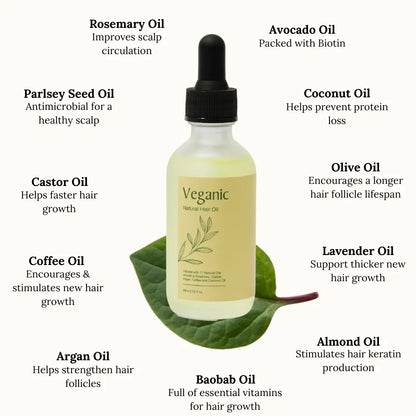 Veganic Hair Growth Oil | 11-in-1 Botanical Blend for Thicker, Fuller & Stronger Hair